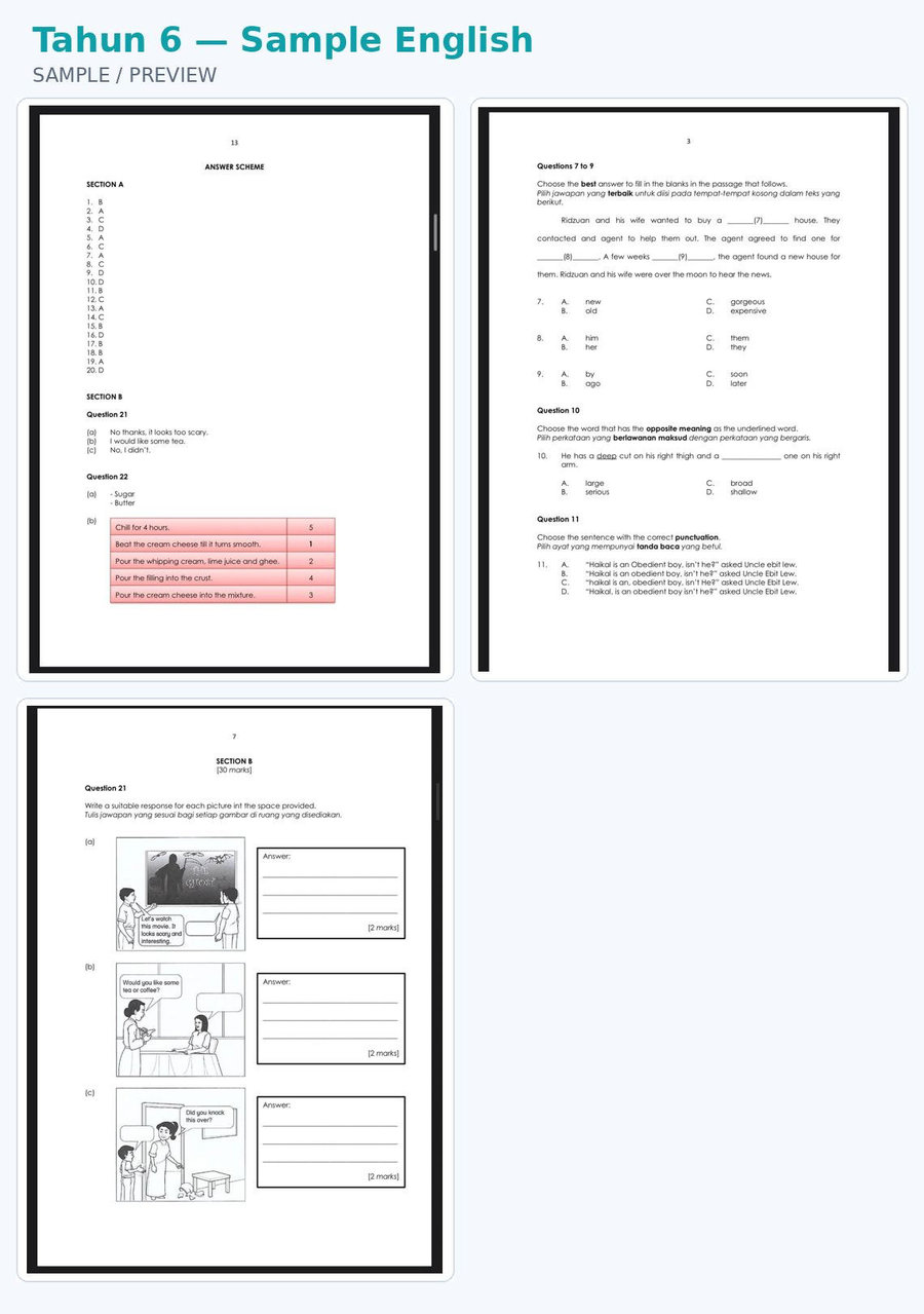 Sample sebenar English Tahun 6